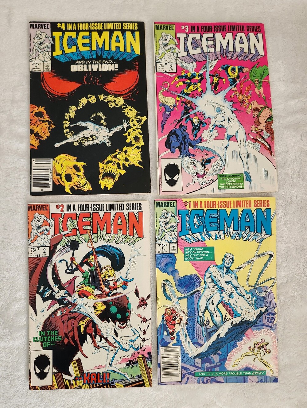 Iceman 1-4 Complete Limited Series Marvel Comics 1984-85 X-Men Vintage Comic Lot